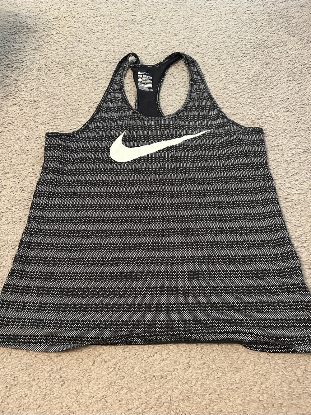 Nike Women's Black & White Striped Racerback Tank Top